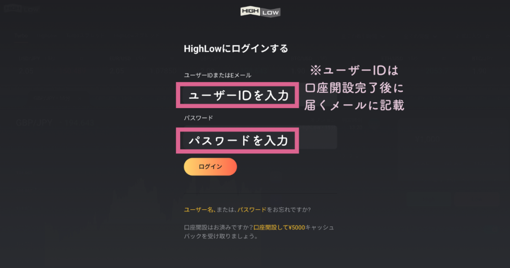 STEP1：ユーザーIDでログインする