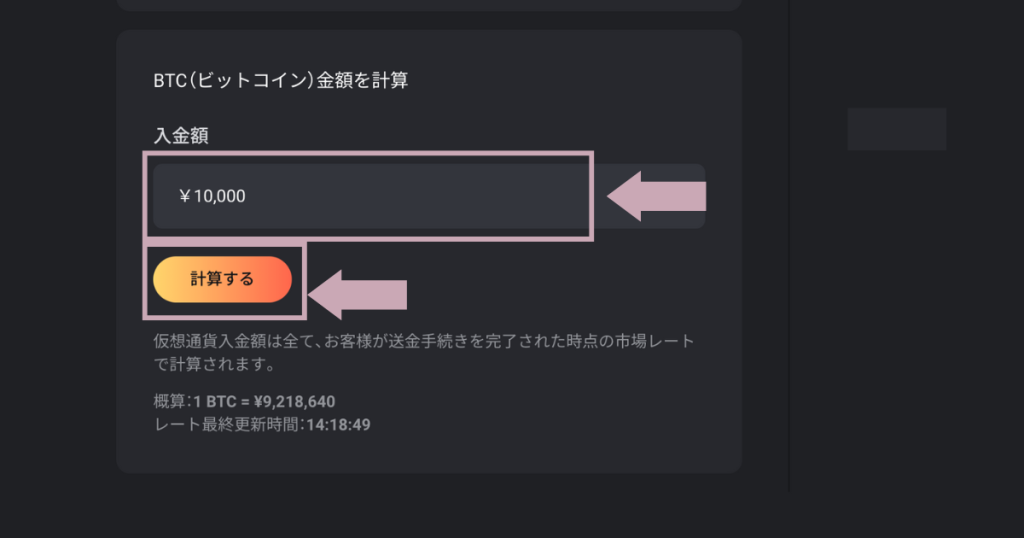 入金額を入力する